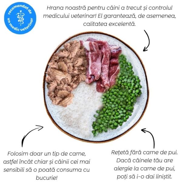 Hrană umedă hipoalergenică Ely cu miel pentru câini (fără gluten de grâu si fără carne de pui, formulă premium) - 400 g - imagine 3