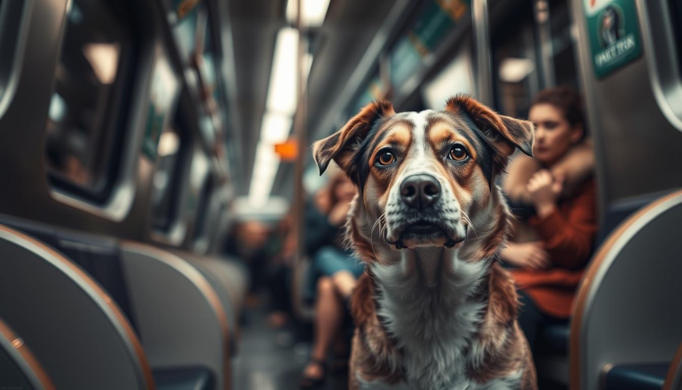 câine în metrou