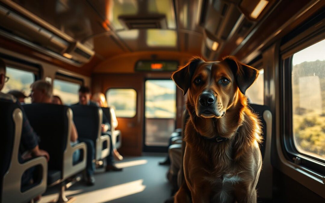 câine în tren