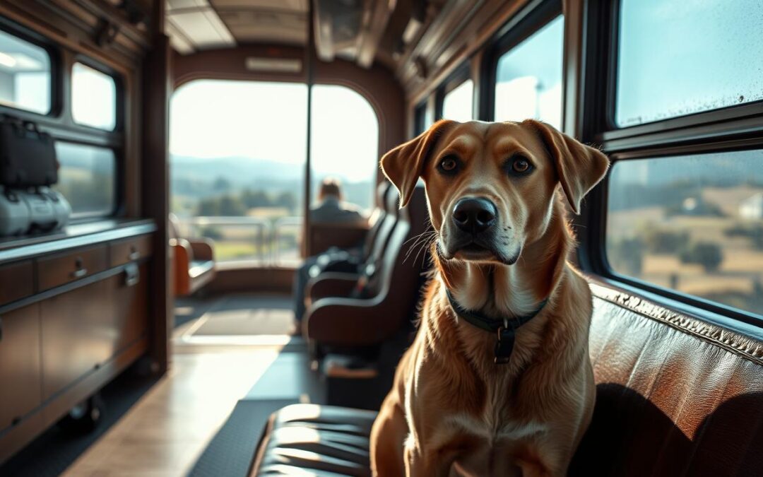 câine în tren