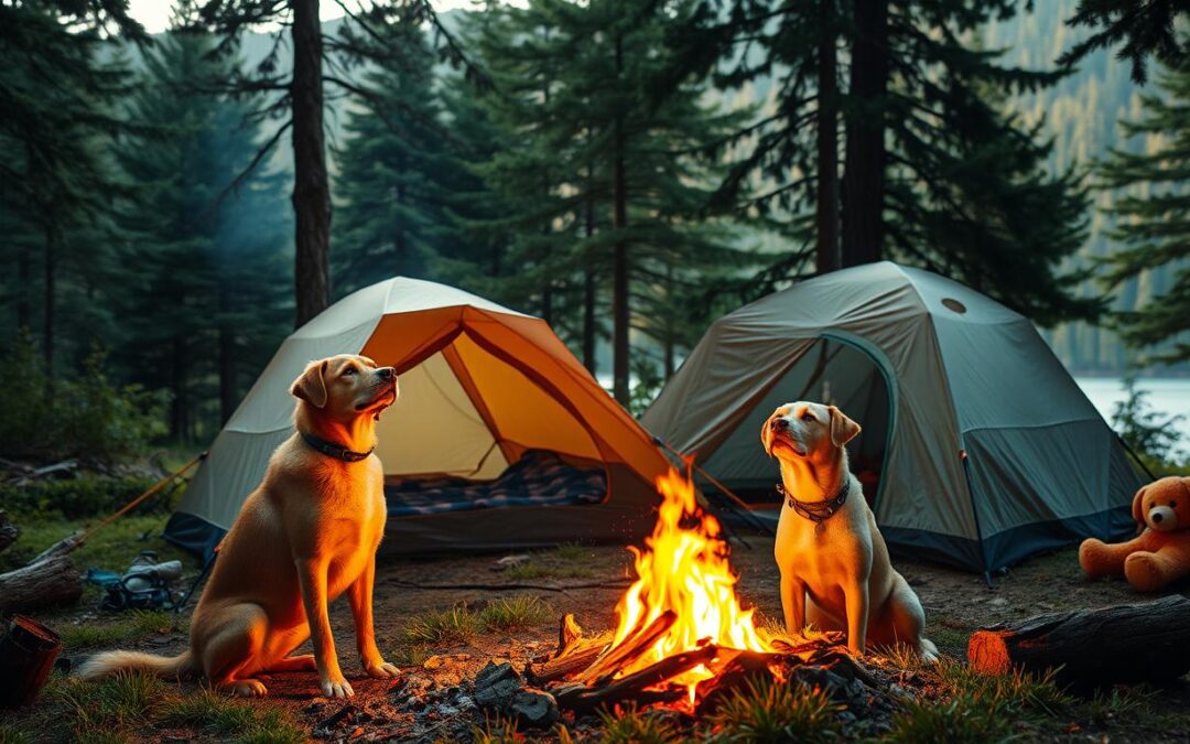 camping cu câinele