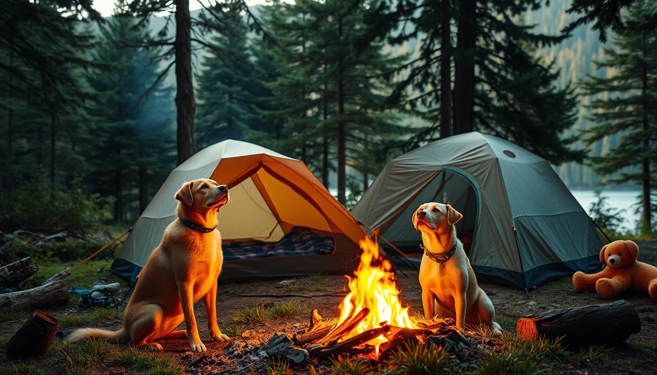 camping cu câinele