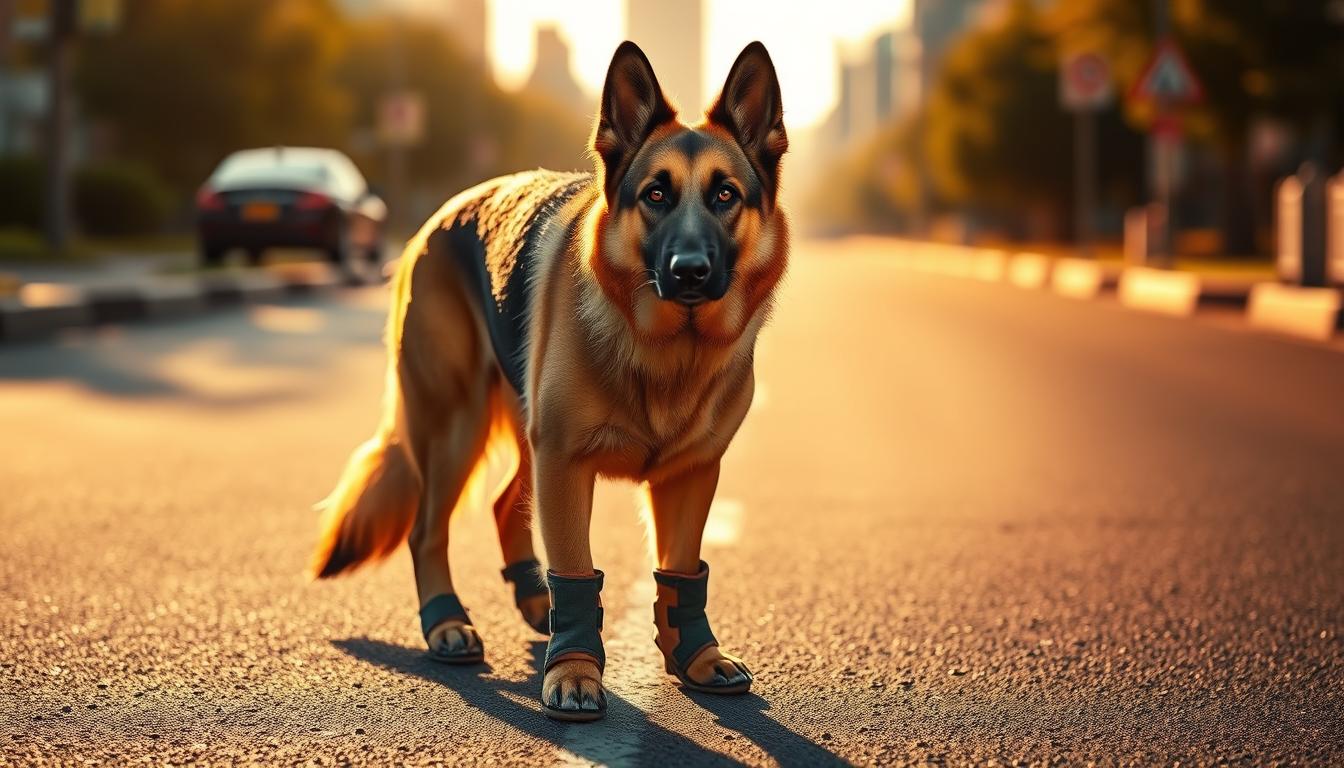protecția lăbuțelor câinelui pe asfalt fierbinte