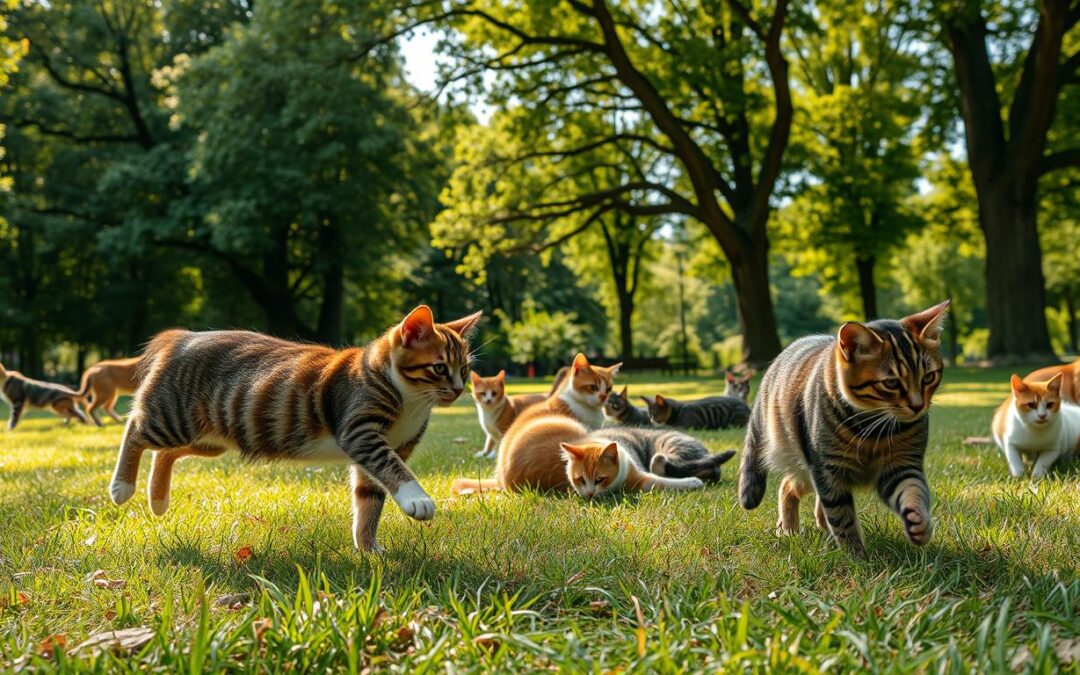 comportamentul pisicii în parc