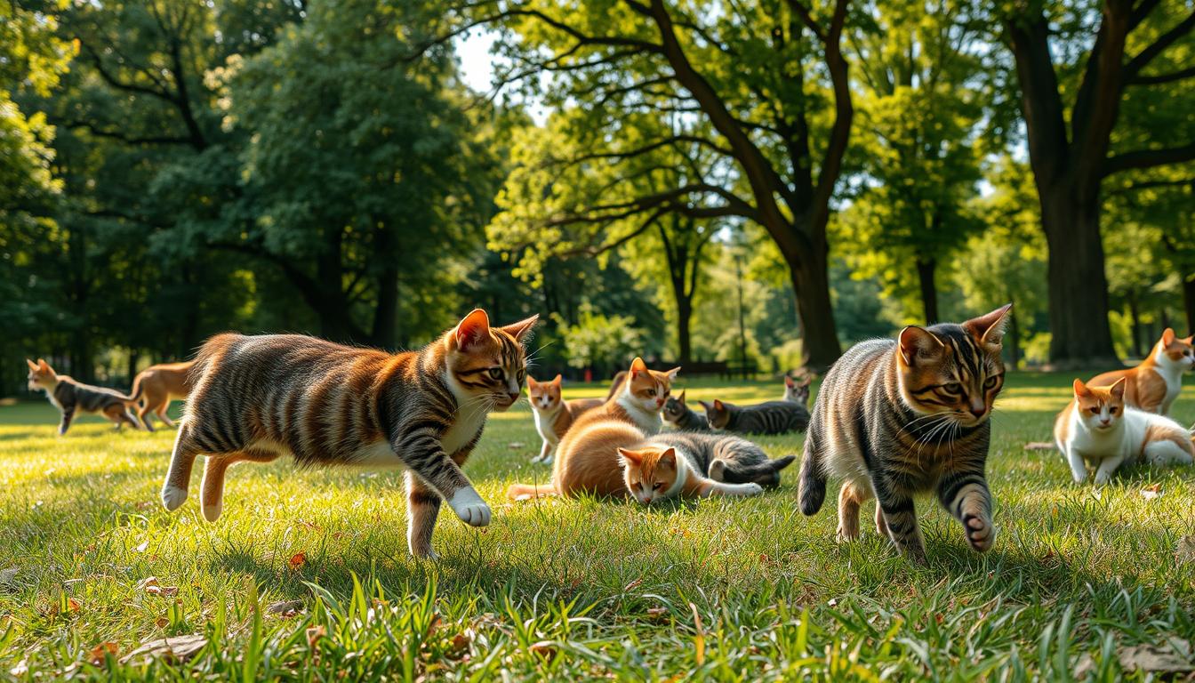 comportamentul pisicii în parc