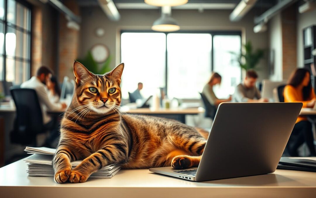 pisica în birouri de tip coworking