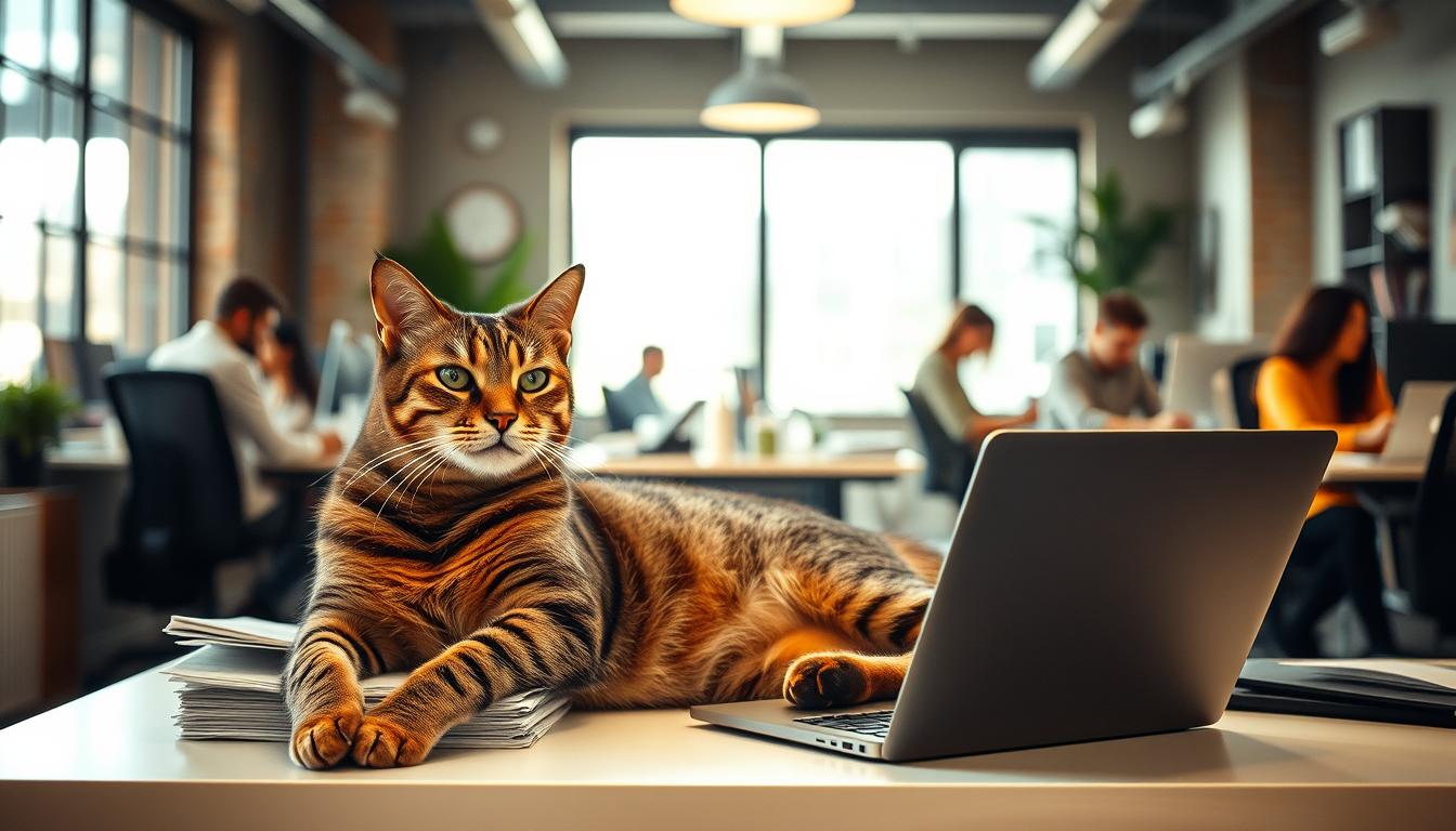 pisica în birouri de tip coworking