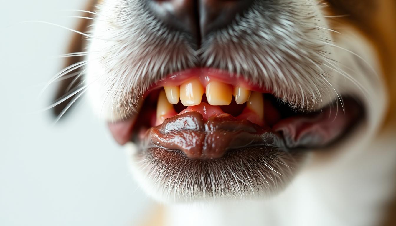 retracție gingivală la câine