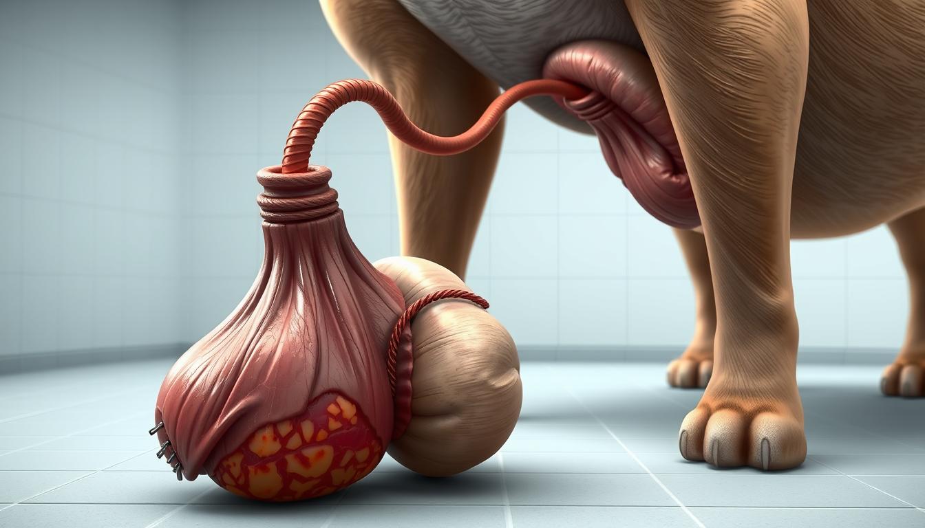 torsiune testiculară la câine