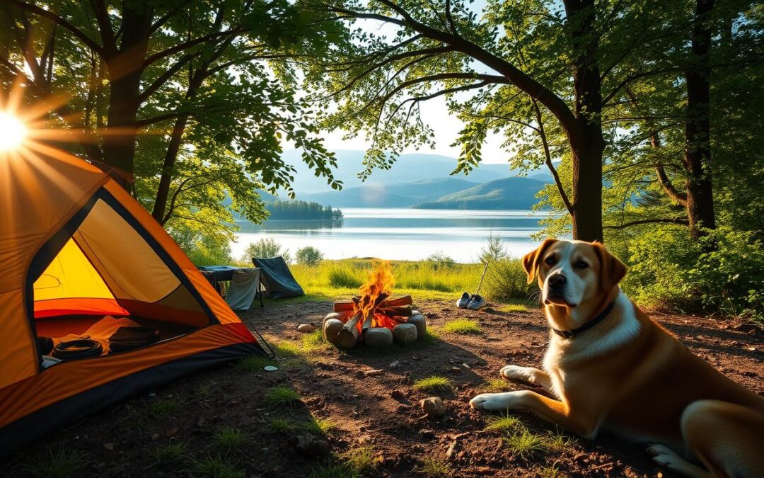 camping cu câinele vară
