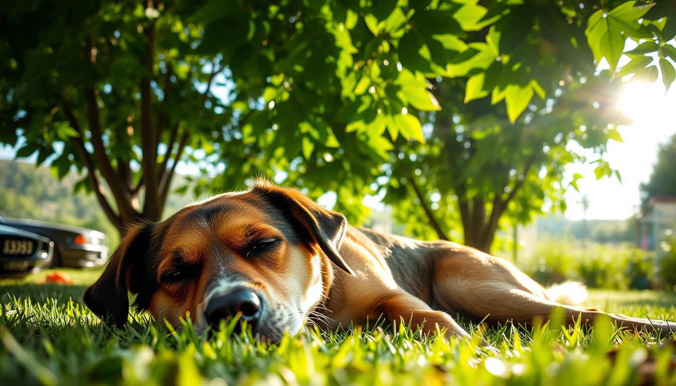 comportament liniștit câine vară