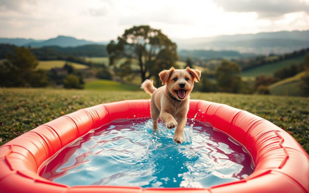 piscină gonflabilă câine vară