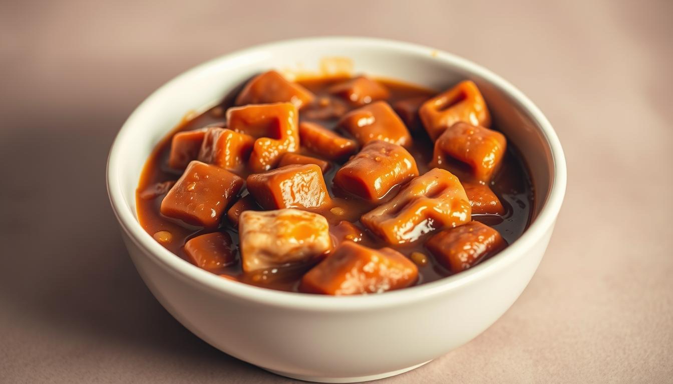 pisică hrană cu sos