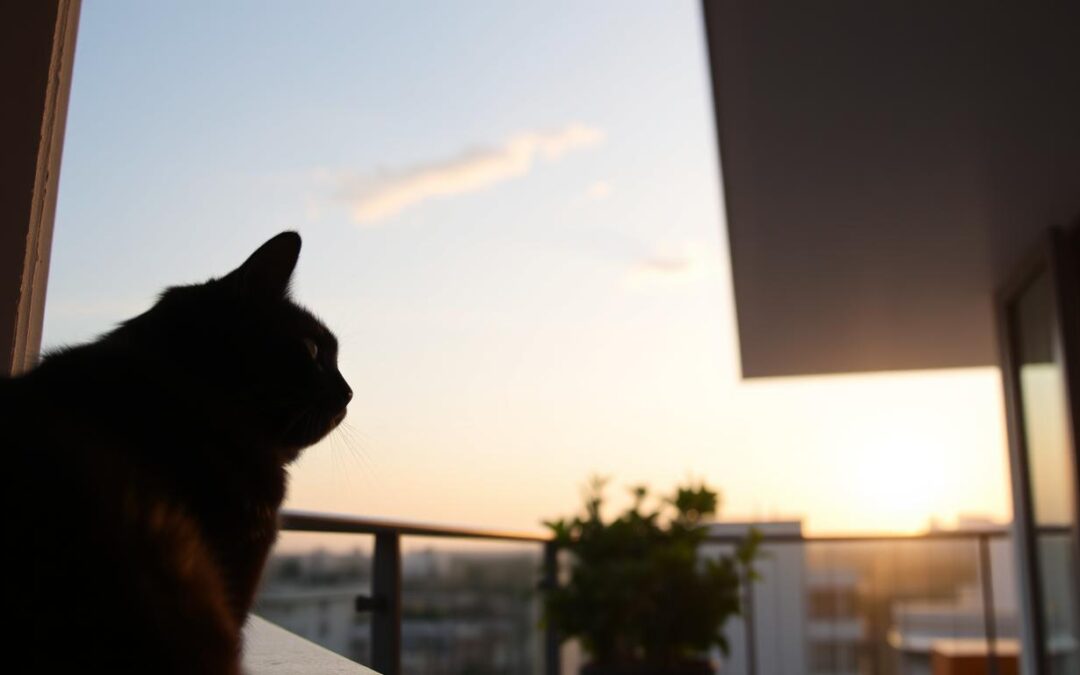 pisică vară balcon