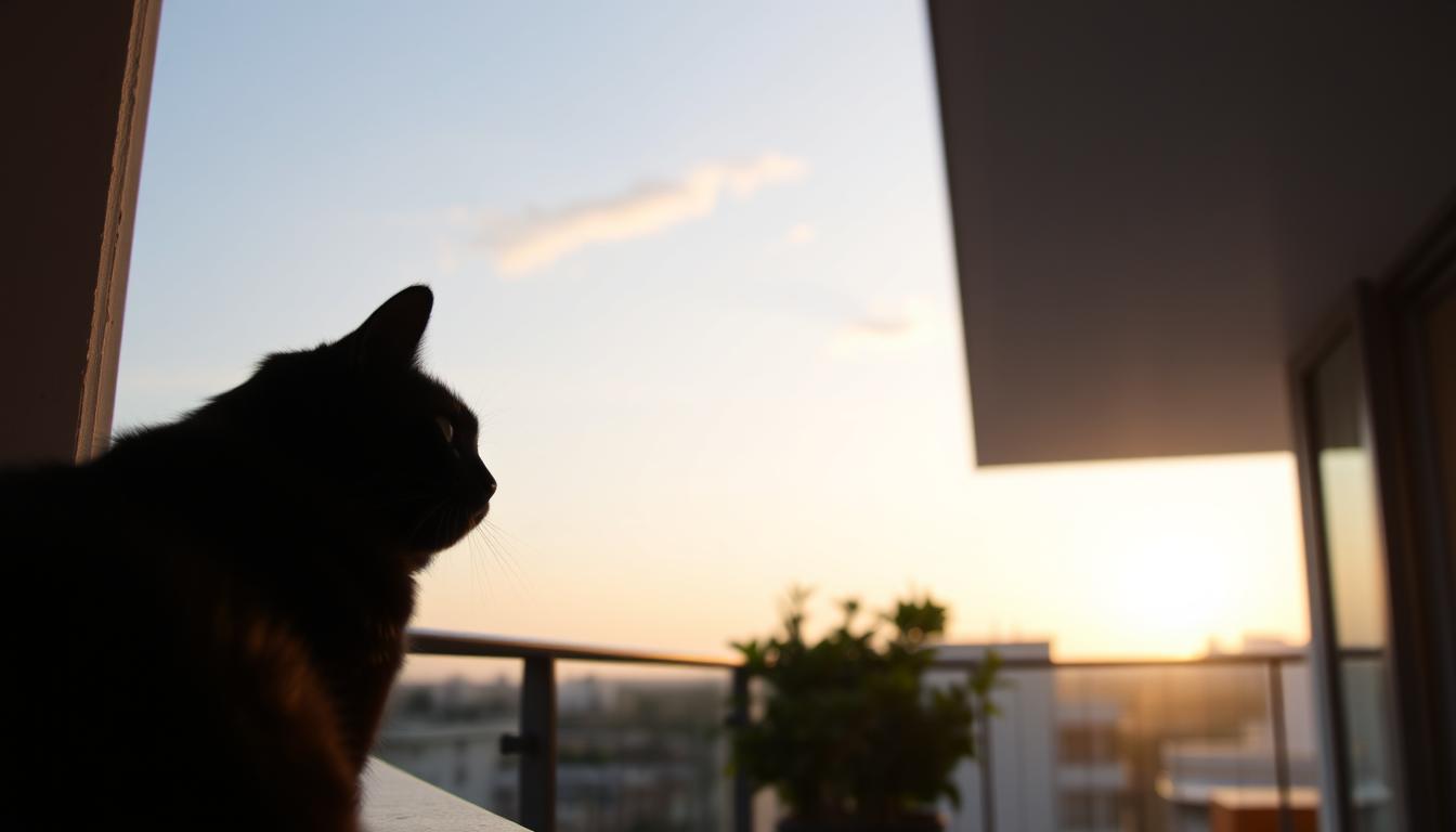 pisică vară balcon