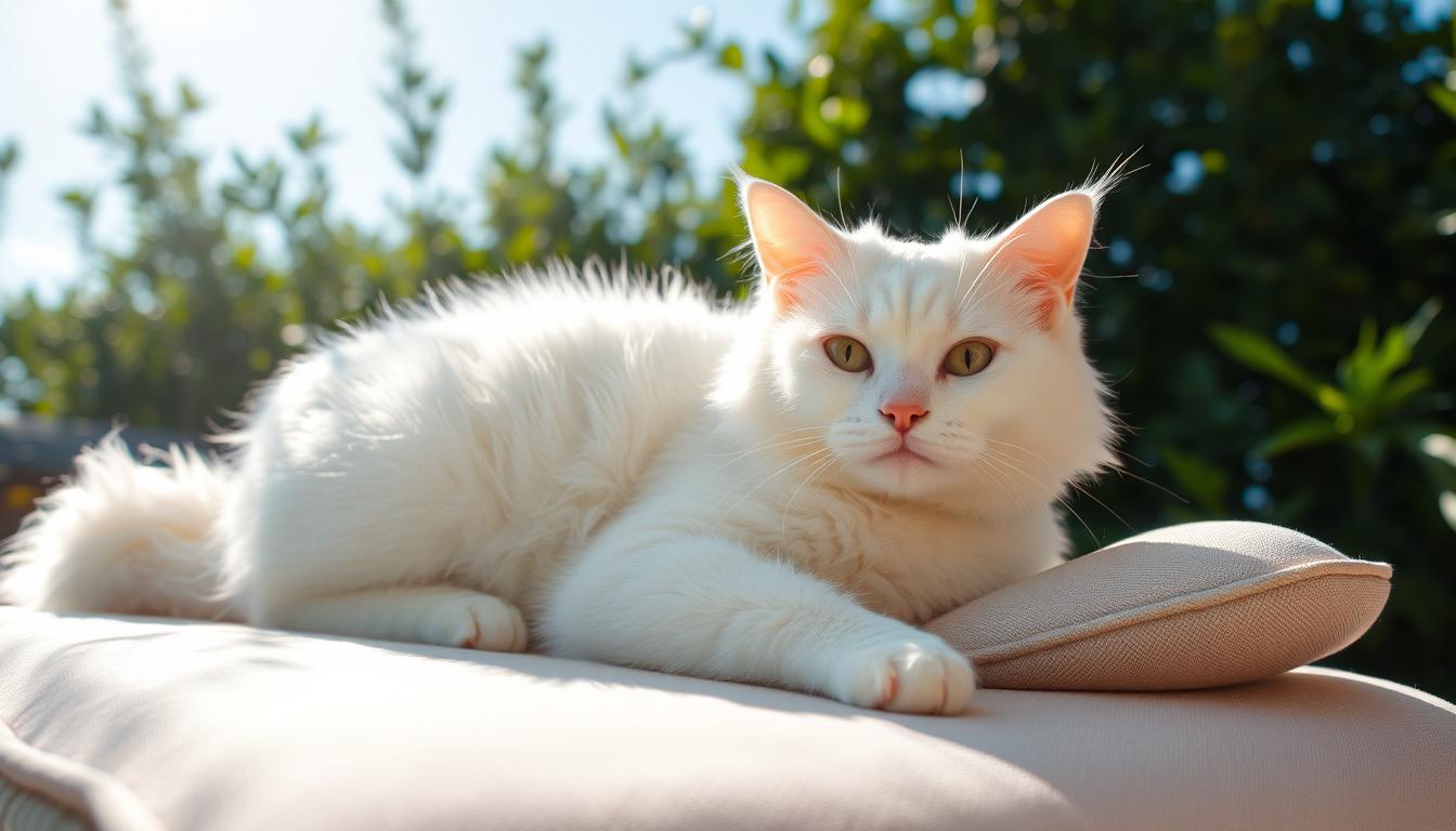 pisică vară blană albă