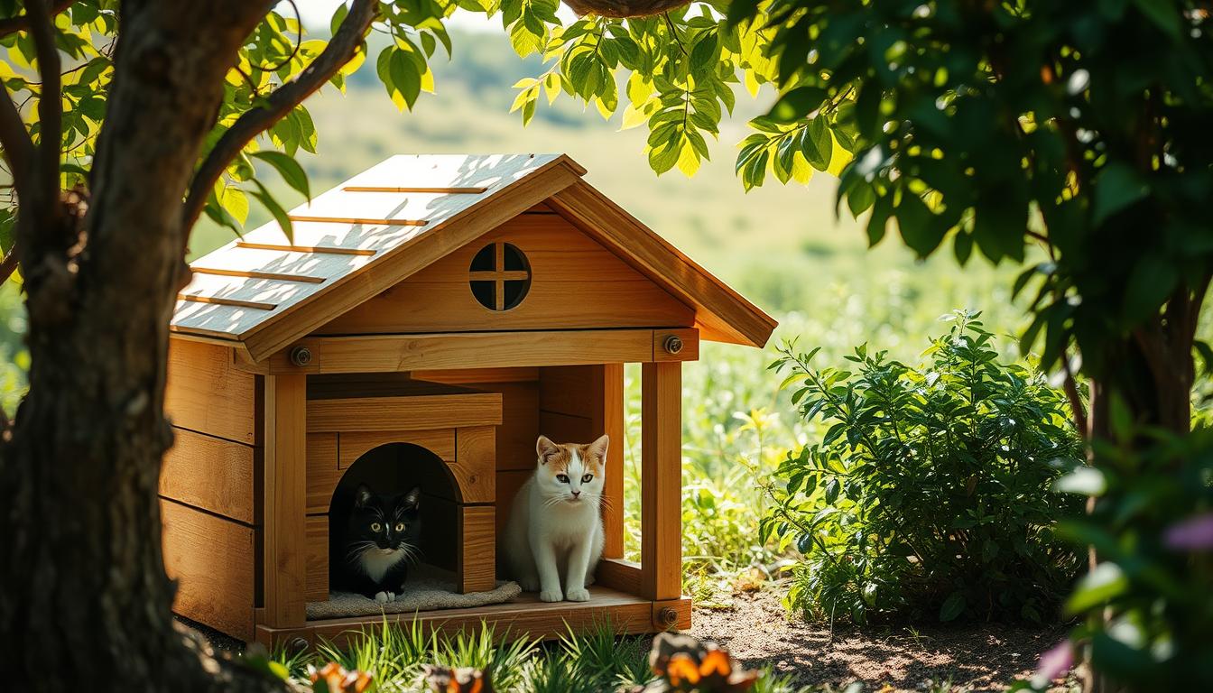 pisică vară căsuță