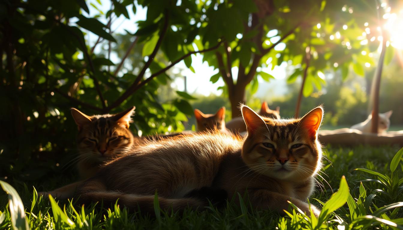 pisică vară căutarea umbrei