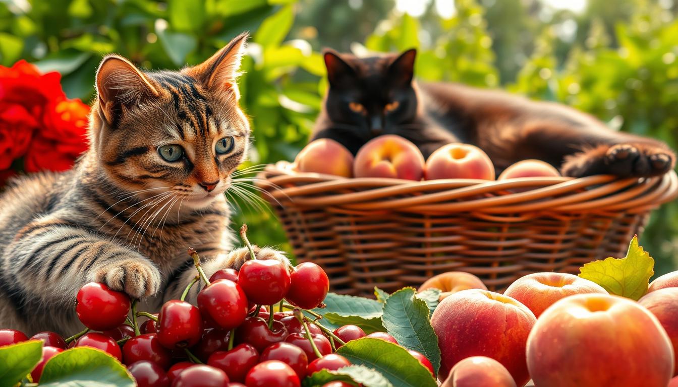 pisică vară fructe