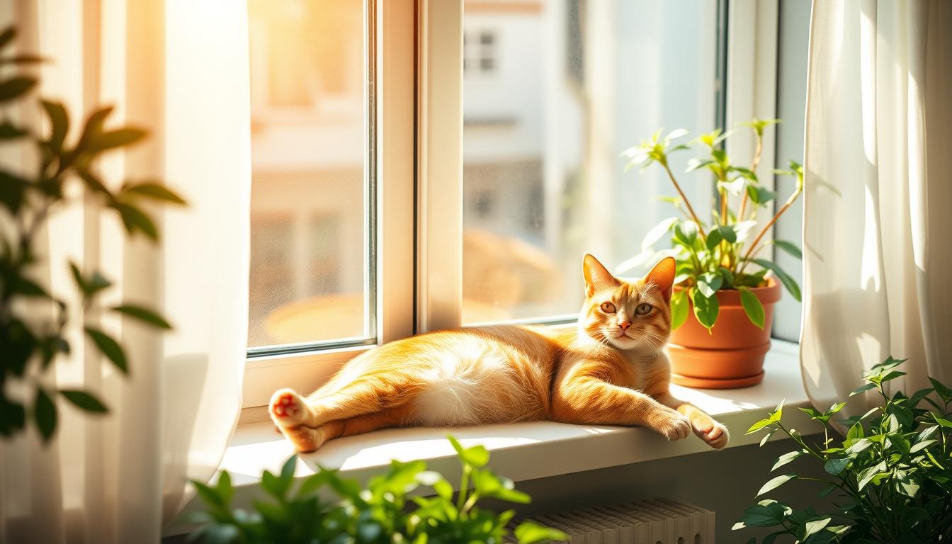 pisică vară în apartament