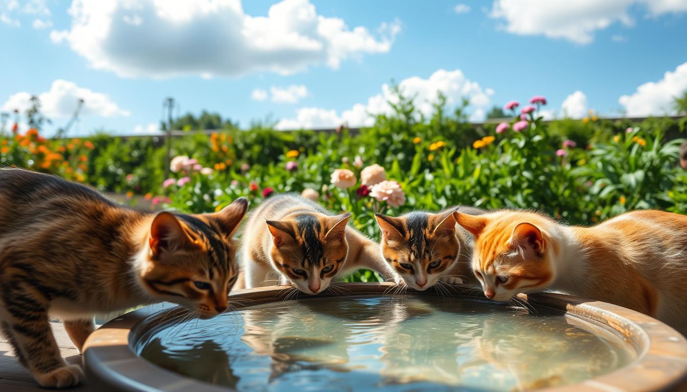 pisică vară sete accentuată