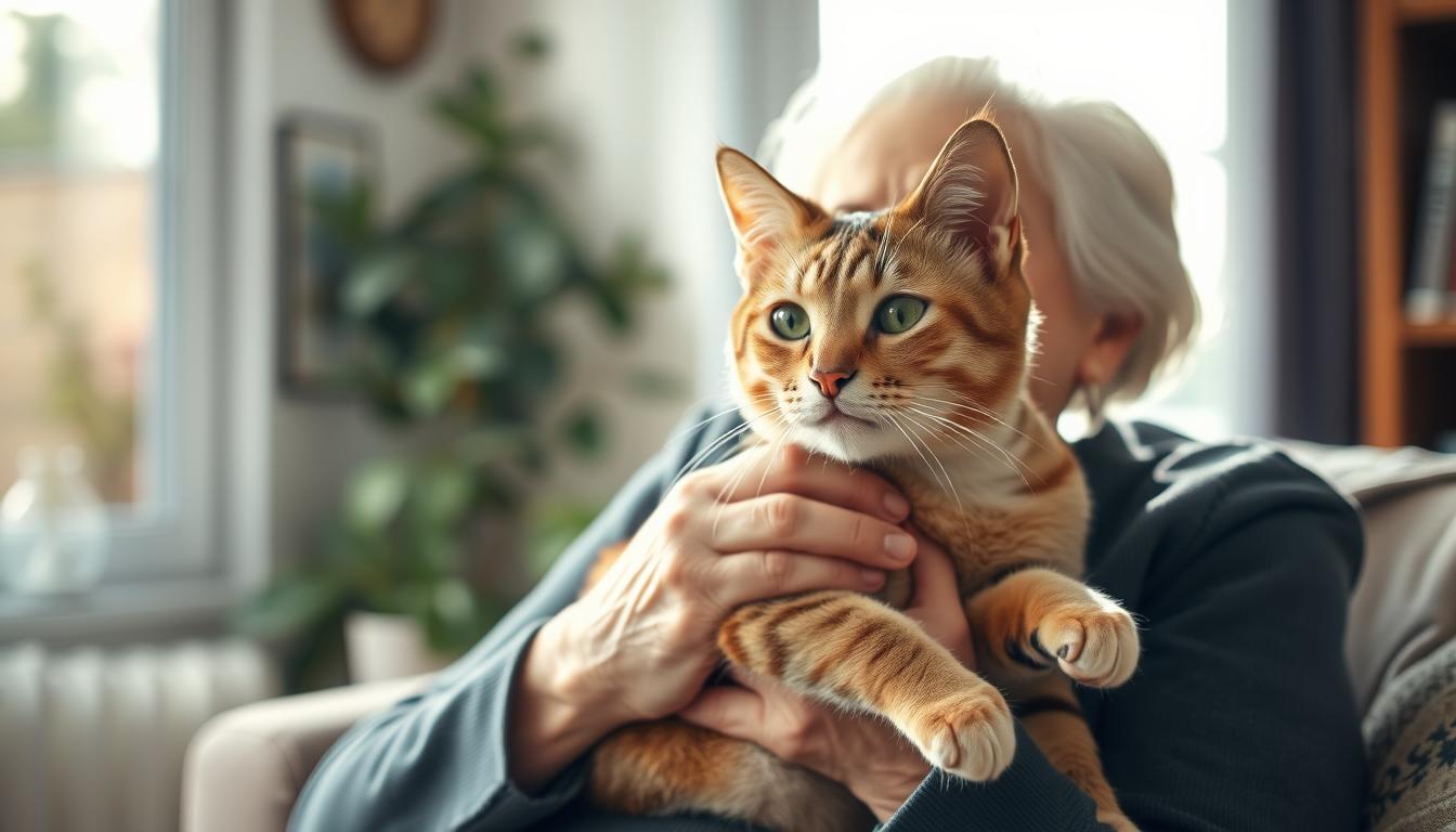 adopția unei pisici de către o persoană în vârstă