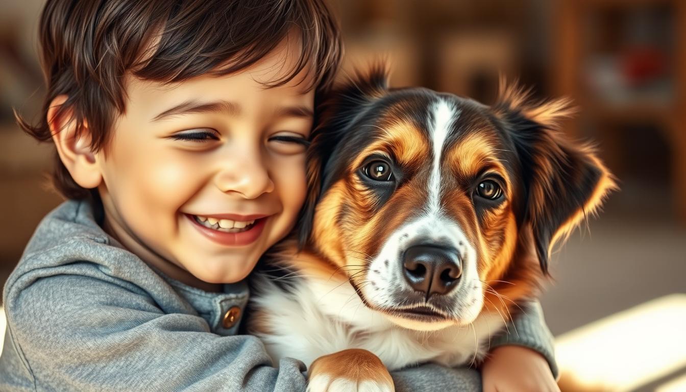 caine-din-adapost-alaturi-de-copil câine din adăpost alături de copil