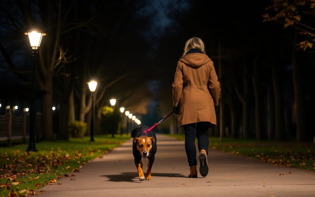Plimbare în întuneric toamna – sfaturi de siguranță pentru stăpânii de câini