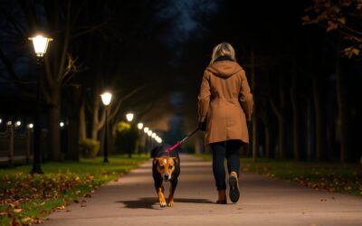 Plimbare în întuneric toamna – sfaturi de siguranță pentru stăpânii de câini