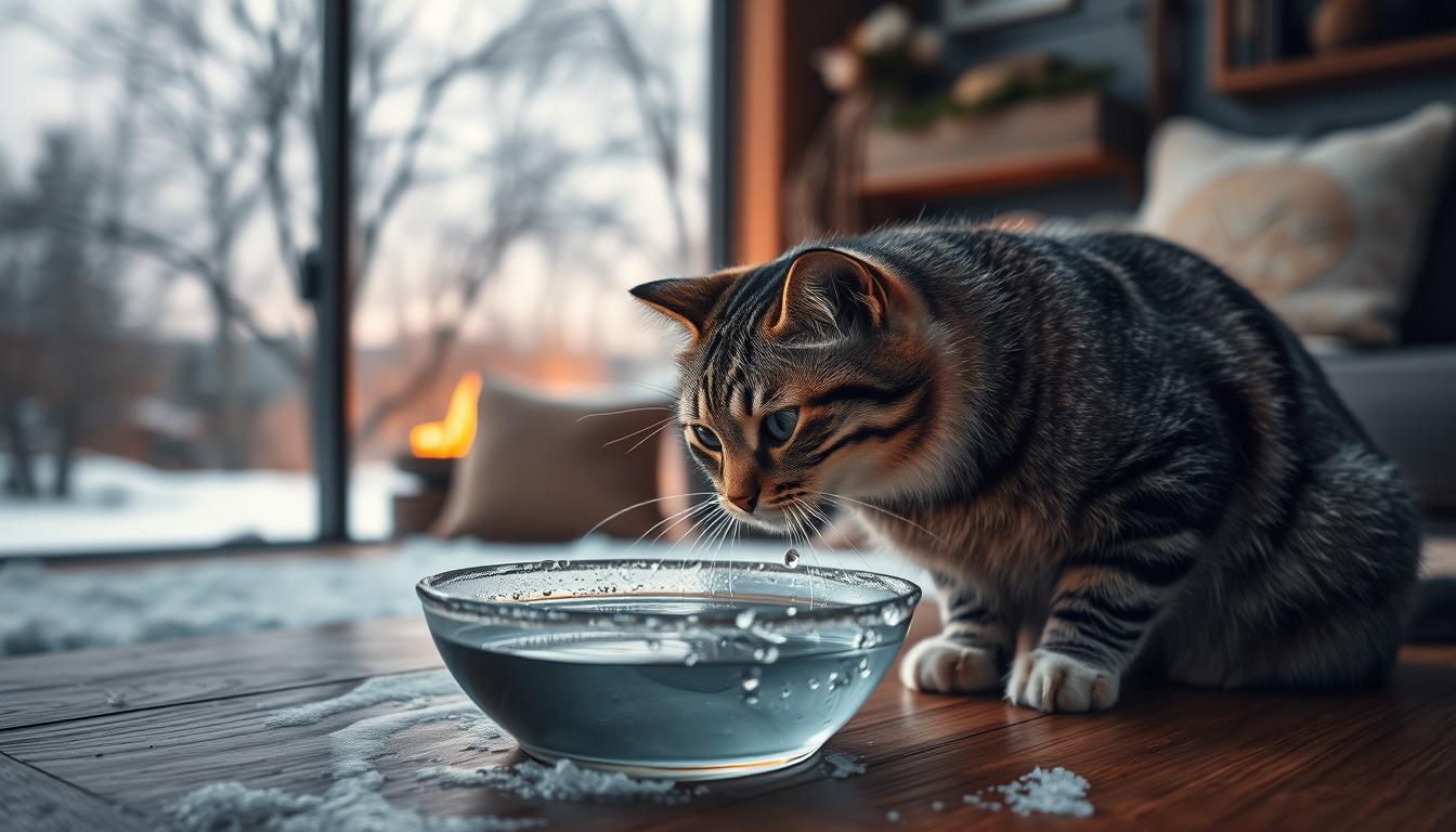 consumul de apă al pisicii toamna