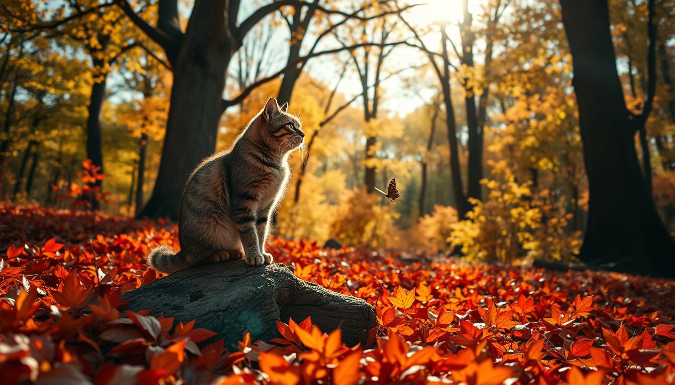fotografierea pisicii toamna