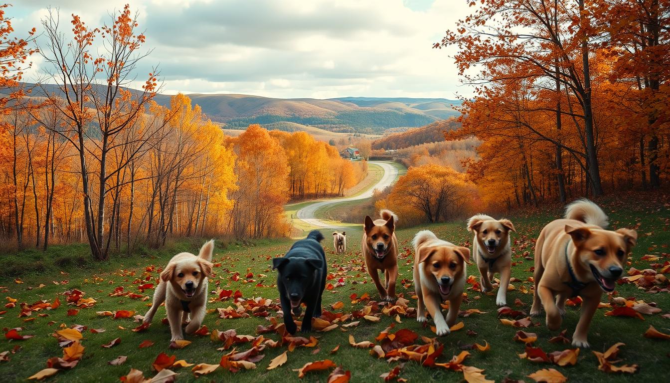 câine alternativă la plimbare în interior toamna