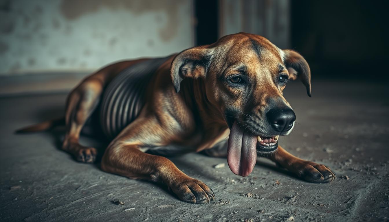 câine care nu bea suficientă apă
