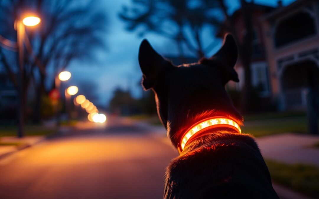 Înveselește plimbările de seară ale câinelui cu o zgardă luminoasă