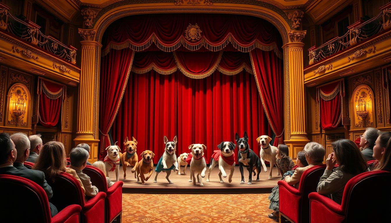 câini în spectacole de teatru
