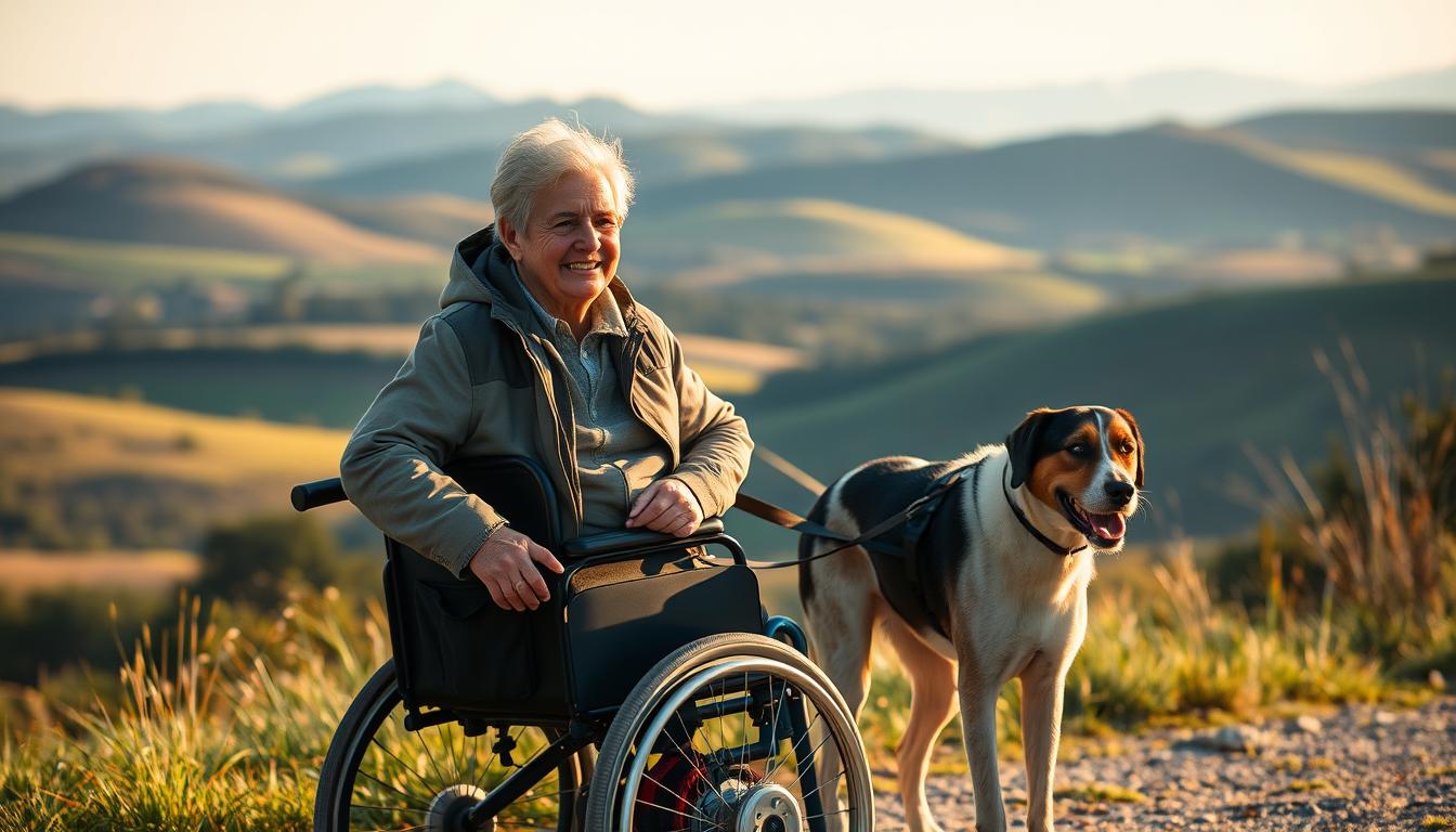 călătorie cu câinele alături de un stăpân cu dizabilități
