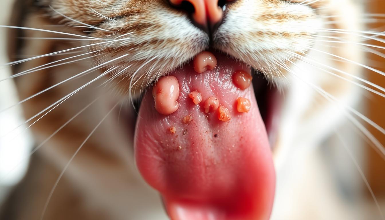 pisică ulcer lingual