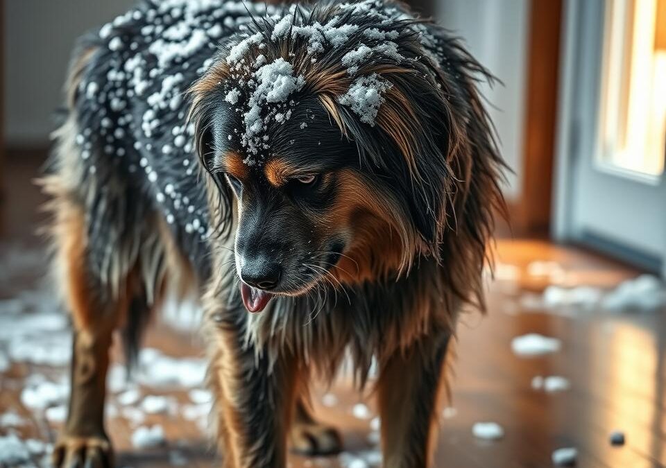 Blana câinilor și apa topită din zăpadă – cum să o cureți după plimbare?