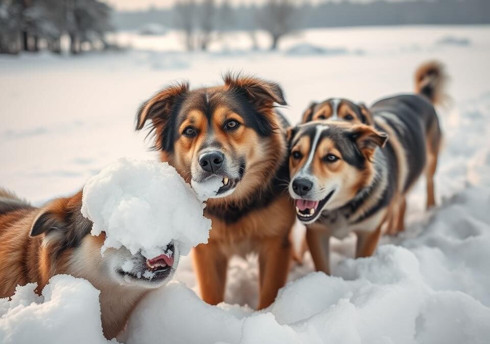 Mâncatul zăpezii la câini – un obicei periculos?