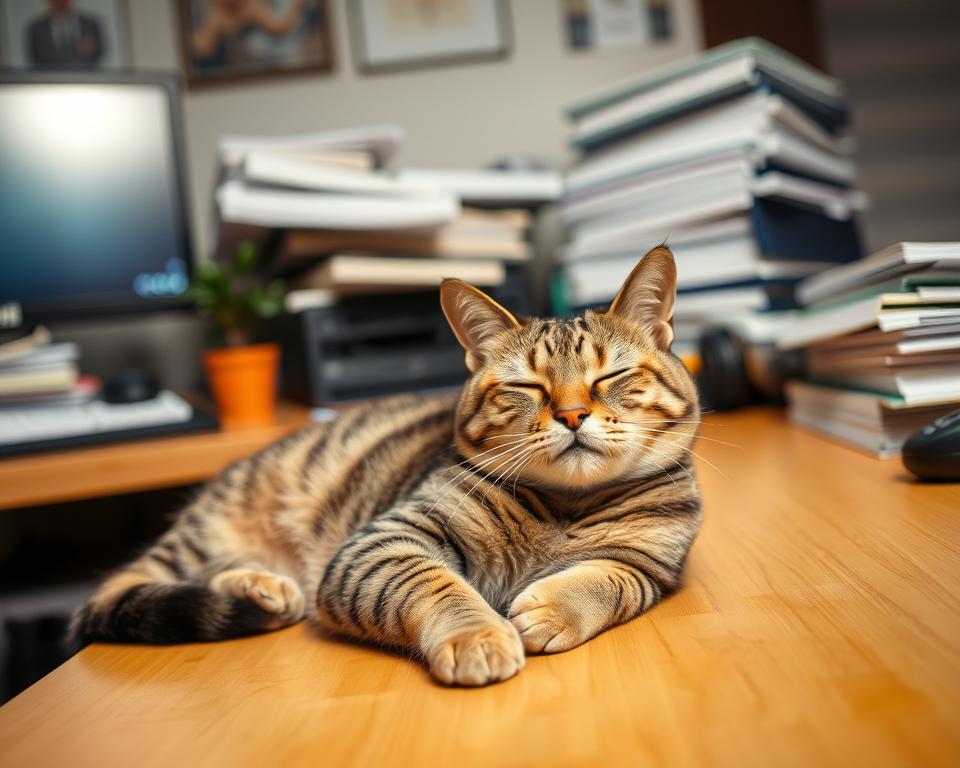 gestionarea stresului la locul de muncă cu pisica