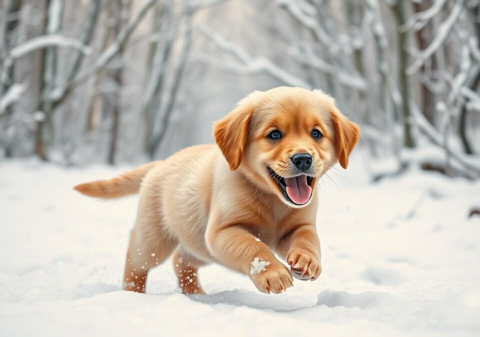Cum reacționează câinele la prima ninsoare?