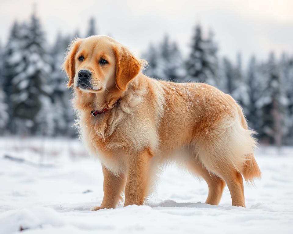 protecția blănii câinelui împotriva zăpezii iarna