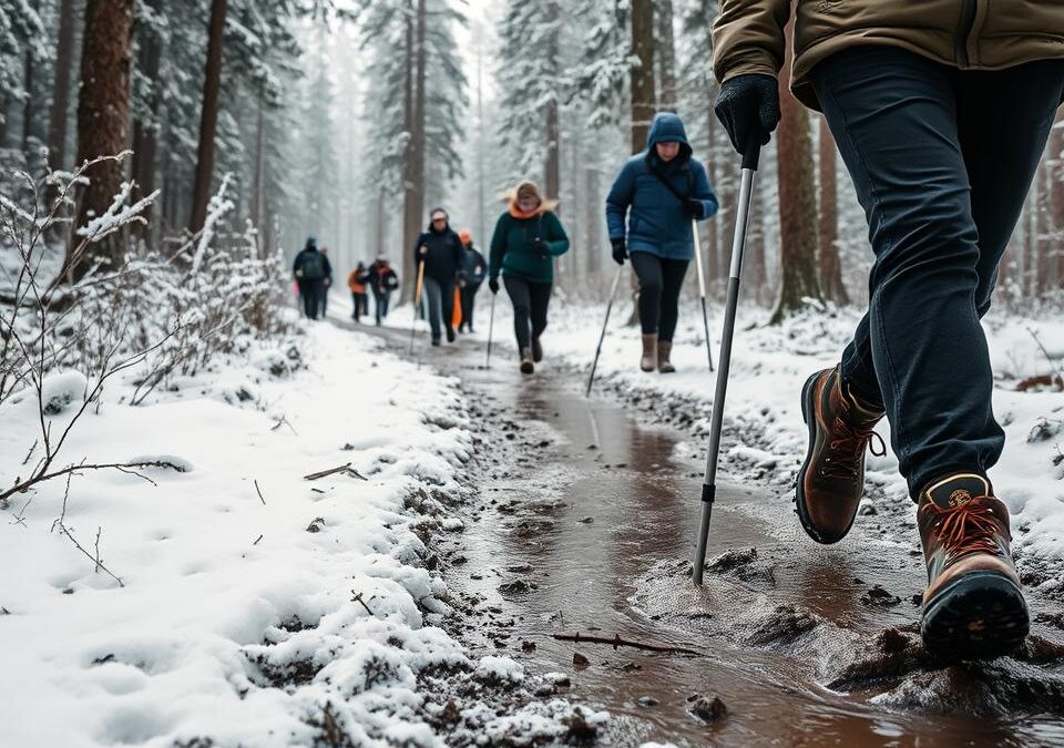 Trucuri împotriva noroiului în timpul plimbărilor de iarnă