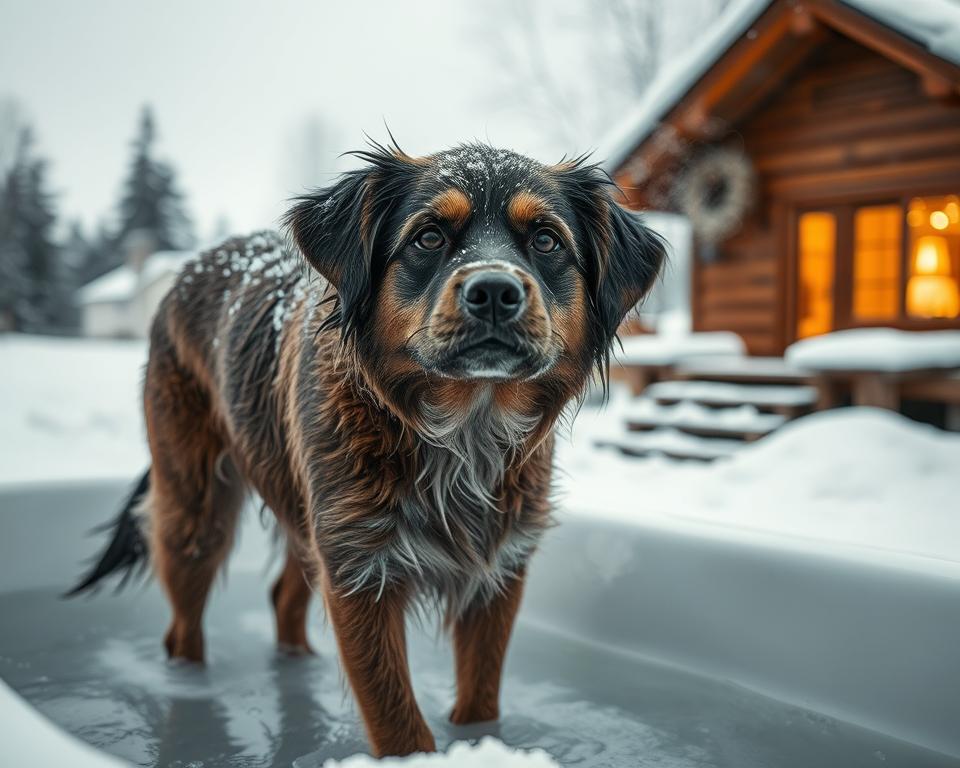 răceala după baie la câine iarna