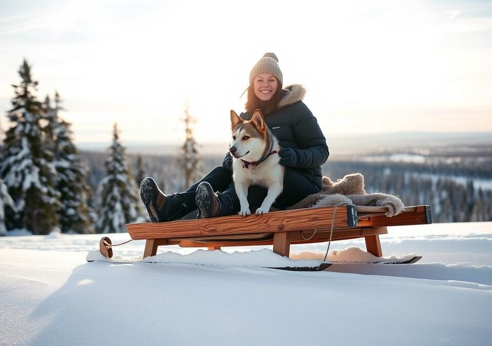 Plimbare cu sania împreună cu câinele – la ce să fii atent iarna