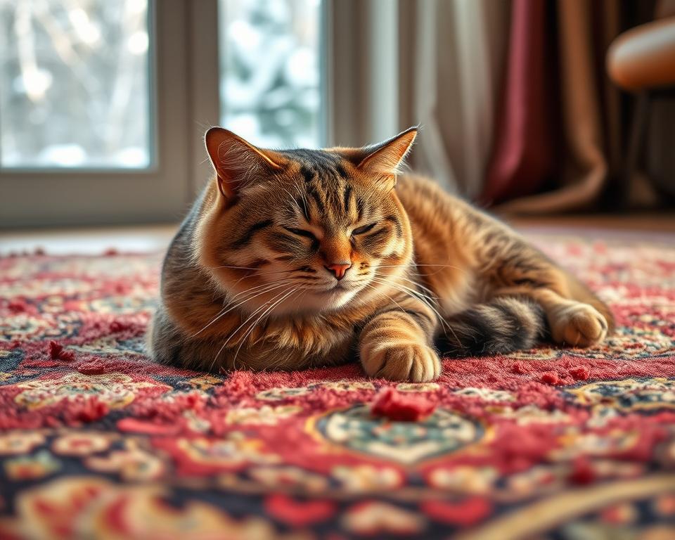 Folosirea covorului de către pisică iarna