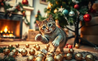 Pisicile și globurile de brad – jucării periculoase