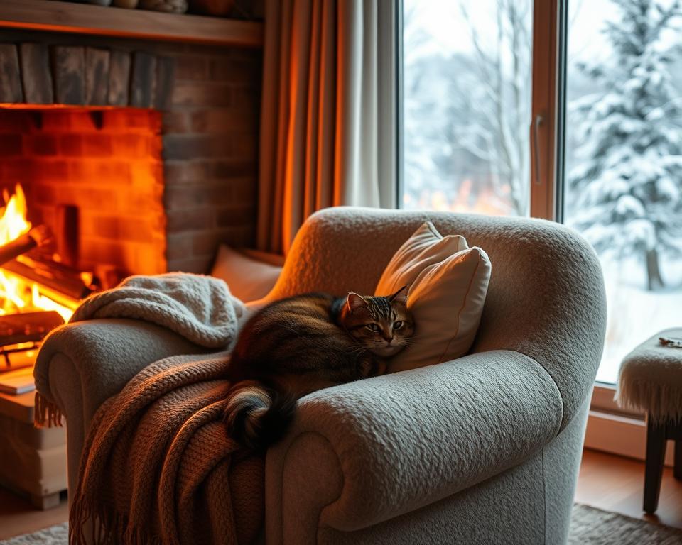 Încălzirea locuinței cu pisică iarna