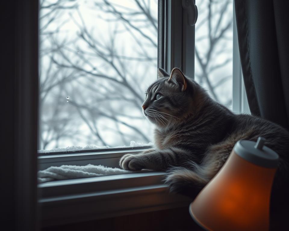Îngrijirea pisicii bătrâne iarna