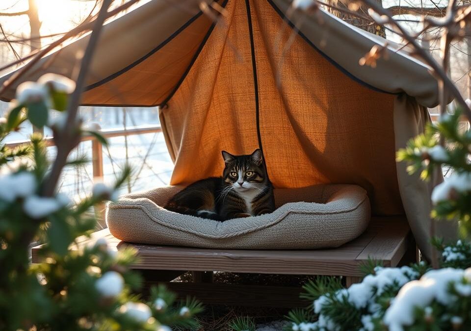 Locul de dormit al pisicii afară iarna – cum să-l faci cald?